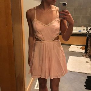 Light pink ribbon open back tie dress